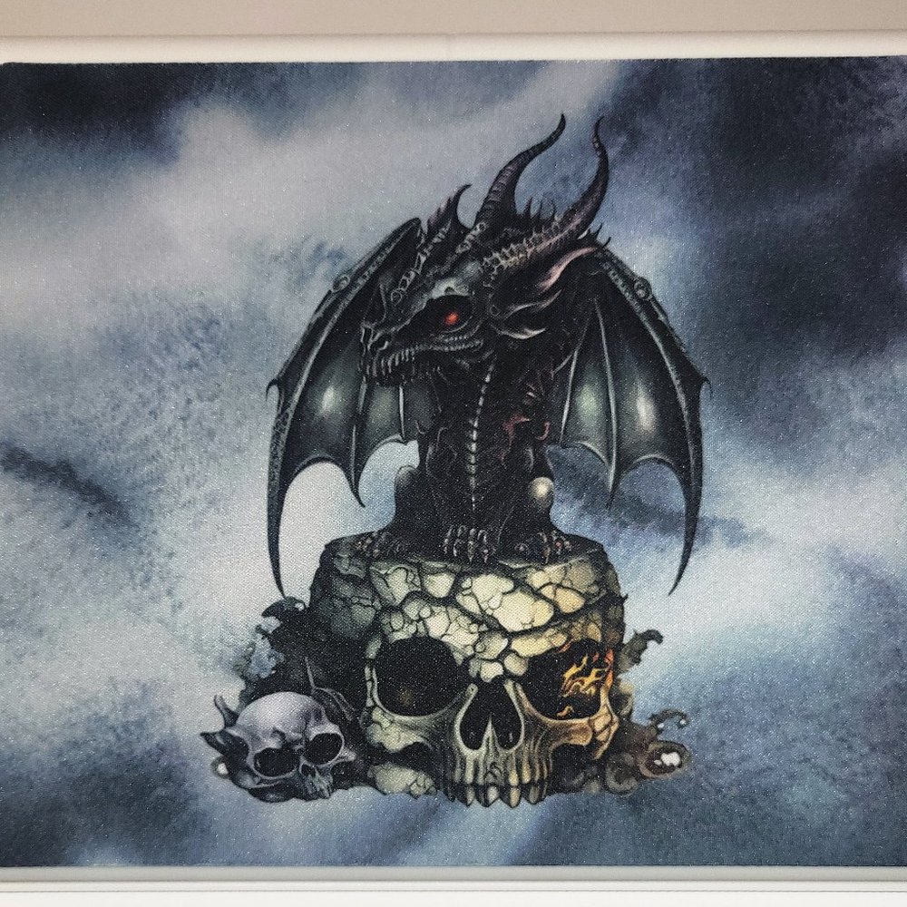 Baby Dragon On Skull with Fire Rectangular Mouse Pad 9.5 x 8 x 0.12 Inches
